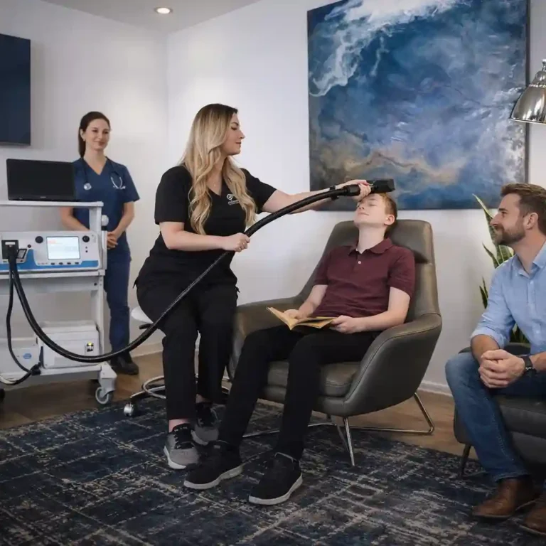 Child in a calm clinical therapy setting in Barcelona